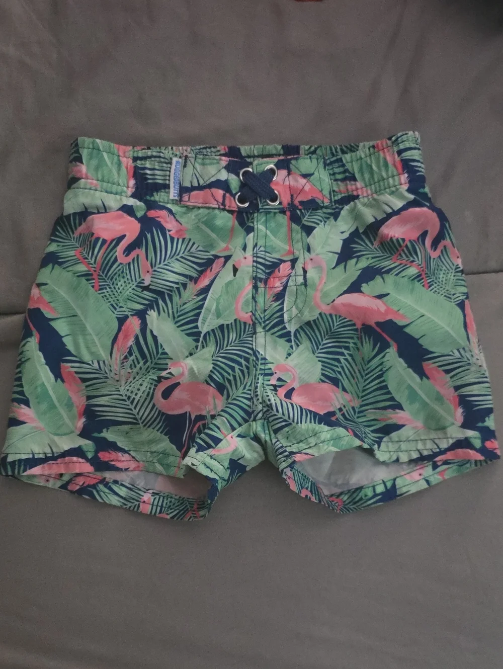 RuggedButts Baby Boy 6-12mo Flamingo Frenzy Pattern Swim Shorts